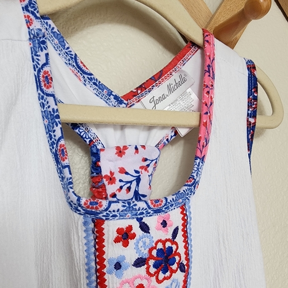 Jona Michelle Patchwork Sundress Girls 7 Red Blue Sleeveless Knee Length - Picture 3 of 6